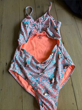 Girls' Coral Pink One-Piece Swimsuit